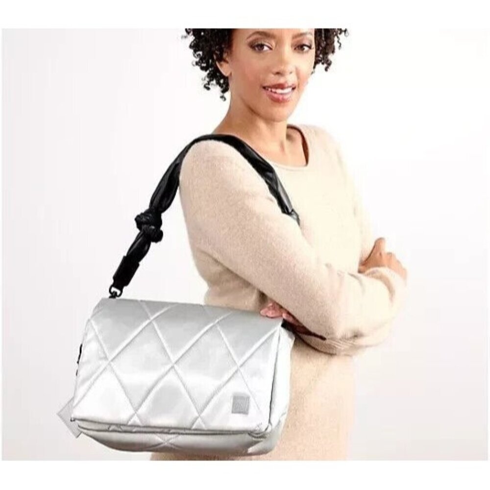 Shawn Killinger x IHKWIP Knotted Shoulder Bag Two Straps Metallic Silver A629774